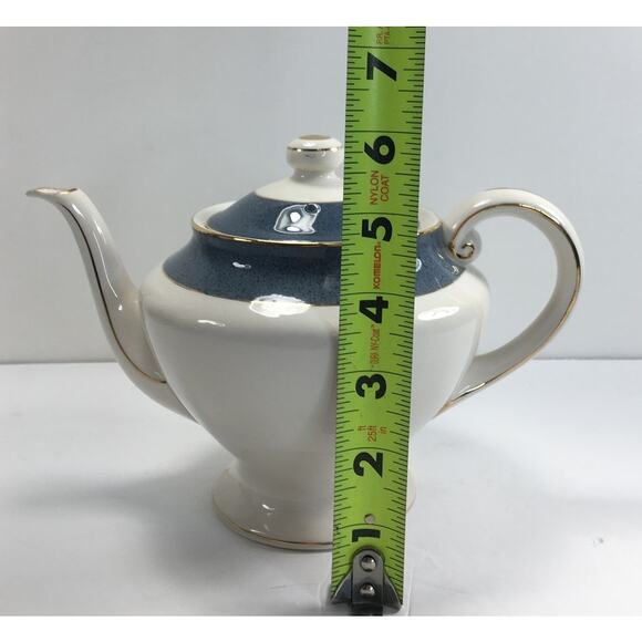 NIKKO Double Phoenix Ironstone Riviera Slate Blue Teapot Made in Japan RARE! - Picture 9 of 13